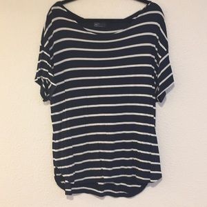 Navy and White Striped Short Sleeve